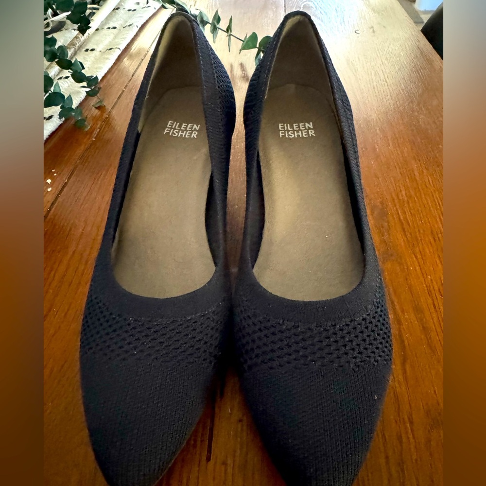 Eileen Fisher Women's Navy blue Knit 2” heels.
